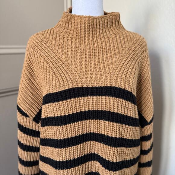 Old Navy Cozy Mock-Neck Tunic Sweater Tan and Black Size Large -K0191 - Picture 4 of 6